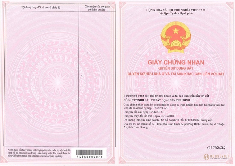 Pháp lý dự án Tân Hiệp Central Tân Uyên Bình Dương