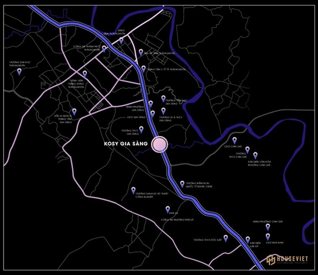 Vị trí khu đô thị Kosy City Beat Gia Sàng Thái Nguyên