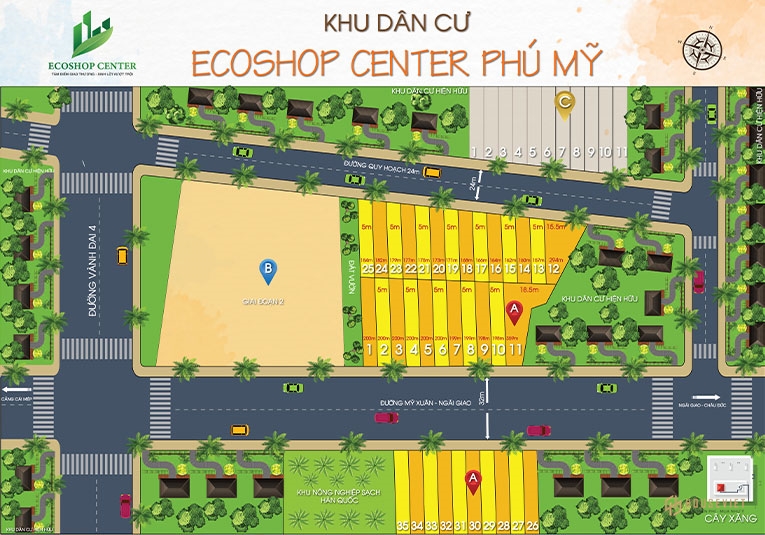 Quy hoạch phân khu giai đoạn 1 của đất nền ecoshop center phú mỹ